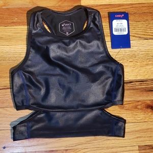 Asics black metallic crop top